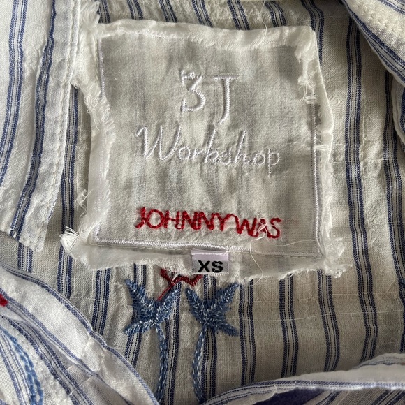 Johnny Was Striped Embroidered Button Up Shirt - Picture 7 of 8
